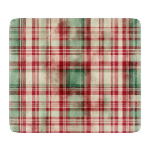 Planche À Découper Shabby Chic Tartan de Noël désorganisé