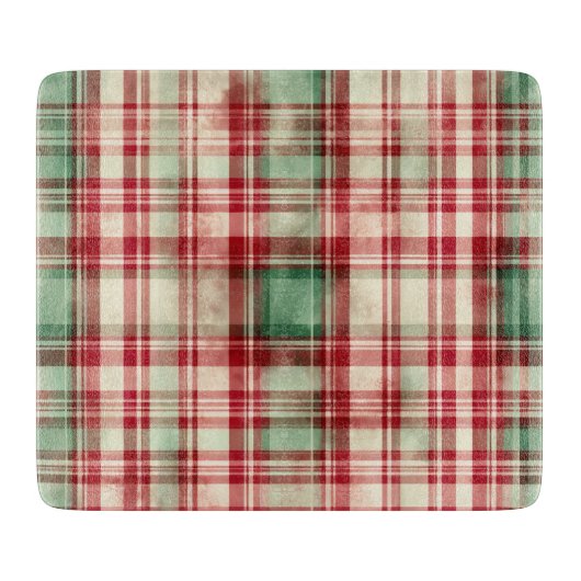 Planche À Découper Shabby Chic Tartan de Noël désorganisé (Devant)