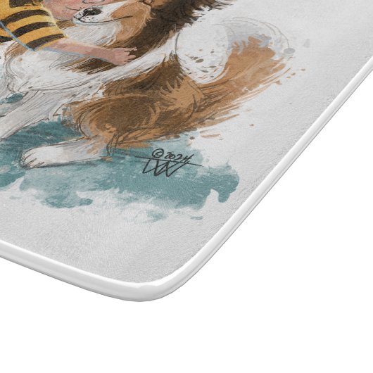 Planche À Découper Sheltie and Boy Dog Hug (Coin)
