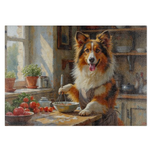 Planche À Découper Sheltie cuisine dans la cuisine (Devant)