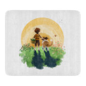 Planche À Découper Sheltie Dog and Boy Walk in Sunset (Devant)