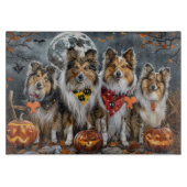 Planche À Découper Shetland Sheepdog Halloween Éffrayant (Devant)