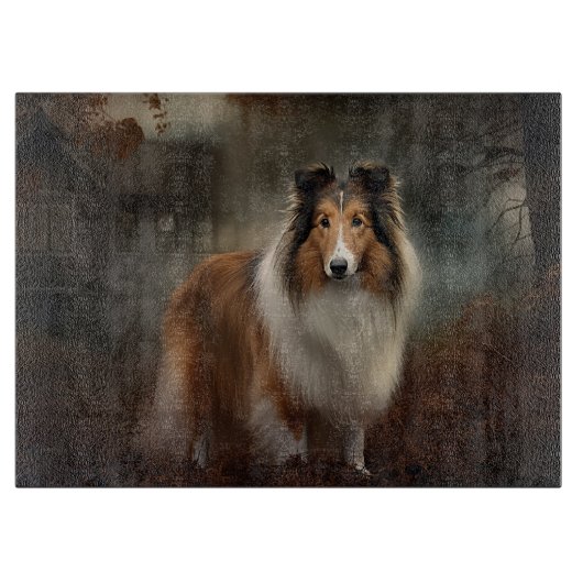 Planche À Découper Shetland Sheepdog Halloween Épouvantable (Devant)