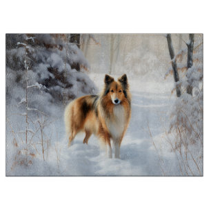 Planche À Découper Shetland Sheepdog Laissez tomber la neige Noël