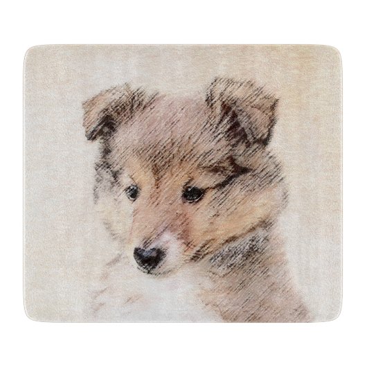 Planche À Découper Shetland Sheepdog Puppy Peinture Chien original ar (Devant)