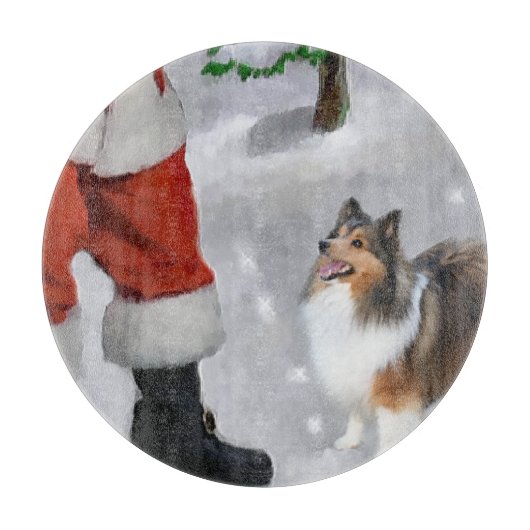Planche À Découper Shetland Sheepdog Shelter Noël (Devant)