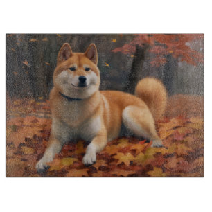 Planche À Découper Shib Inu en automne Leaves automne Inspire