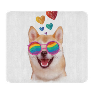 Planche À Découper Shiba Inu Chien avec Coeurs Saint Valentin