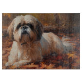 Planche À Découper Shih Tzu à l'automne Feuilles automne Inspire (Devant)