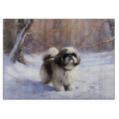 Planche À Découper Shih Tzu Laisse Neige Noël (Devant)