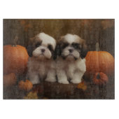 Planche À Découper Shih Tzu Puppy Automne Citrouille de plaisir (Devant)