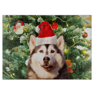 Planche À Découper Sibérie Husky Arbre de Noël Ornements Snowman