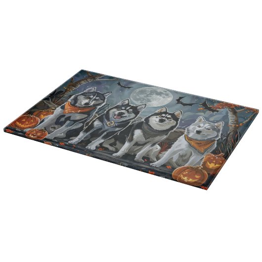 Planche À Découper Sibérie Husky Halloween Éffrayant (Coin)