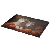 Planche À Découper Sibérie Husky Puppy Citrouille d'automne (Coin)