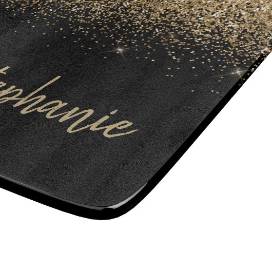 Planche À Découper Signature moderne Parties scintillant or noir (Coin)