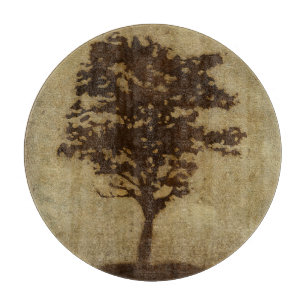 Planche À Découper Silhouette d'arbre sur Arrière - plan de bronze