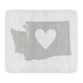 Planche À Découper Silhouette de l'État de Heart Washington (Devant)