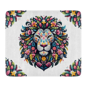 Planche À Découper Silhouette de Lion Floral