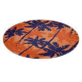 Planche À Découper Silhouette de palmier bleu, arrière - plan orange (Coin)