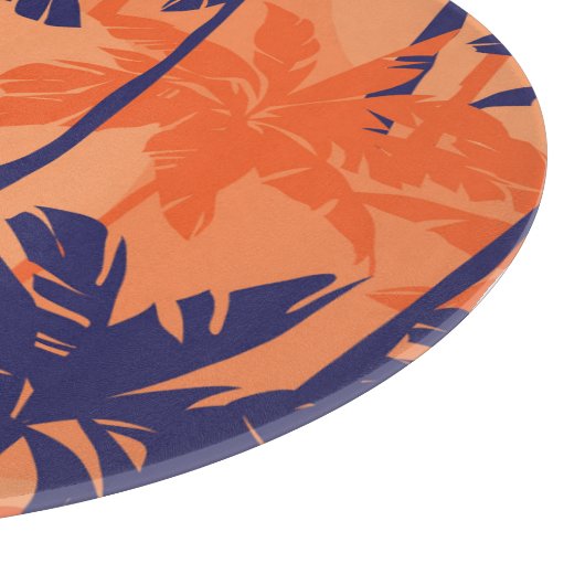 Planche À Découper Silhouette de palmier bleu, arrière - plan orange (Coin)