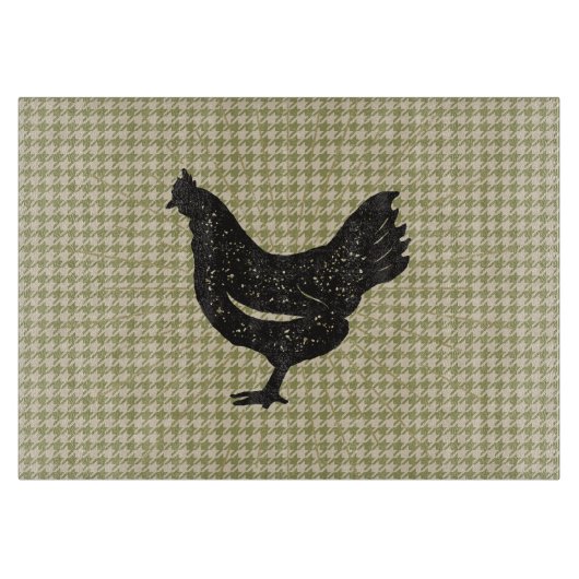 Planche À Découper Silhouette de poulet rustique (Devant)