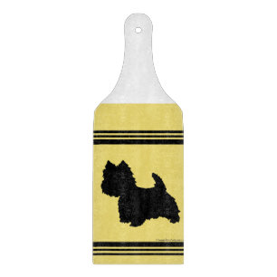 Planche À Découper Silhouette de Westie sur fond jaune