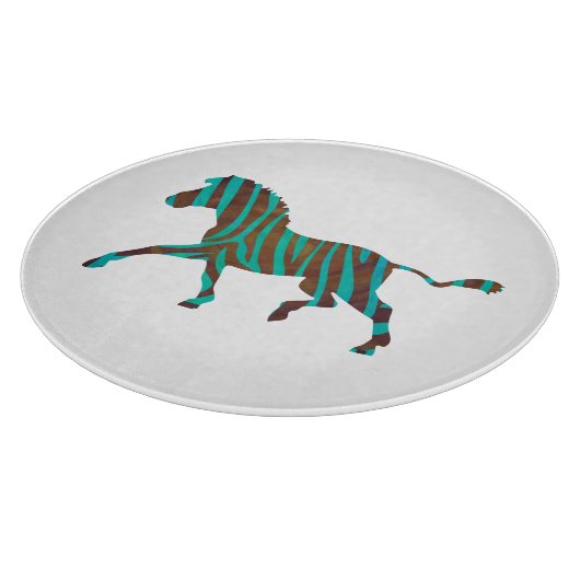 Planche À Découper Silhouette d'impression Brown et Turquoise Zebra (Coin)