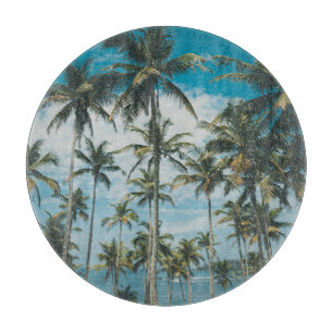 Planche À Découper Silhouette Rétro Palm Ocean