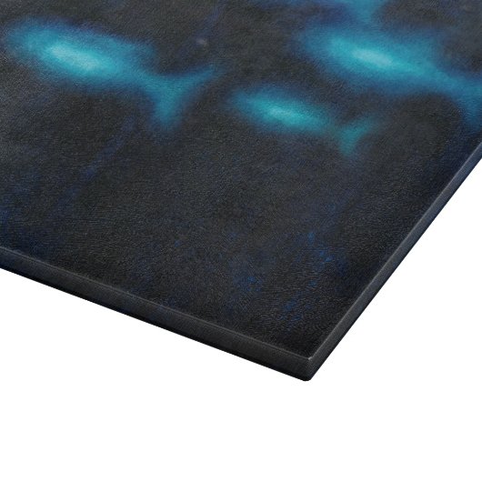 Planche À Découper Silhouettes de poisson bleu translucide (Coin)