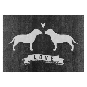 Planche À Découper Silhouettes de Staffordshire Bull Terrier Amour