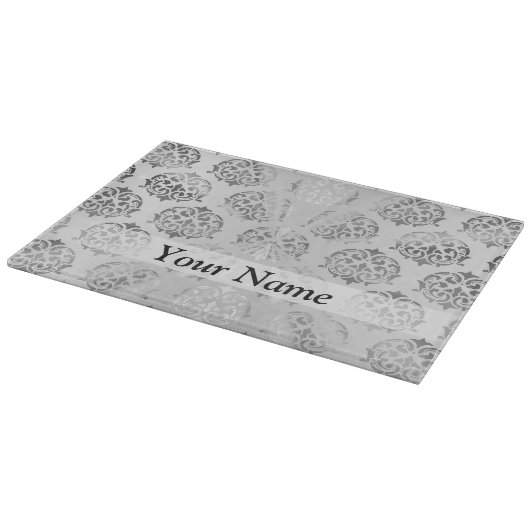 Planche À Découper Silver gray damask (Coin)