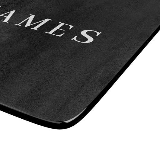 Planche À Découper Simple Black Custom Ajouter Votre Nom Élégant (Coin)