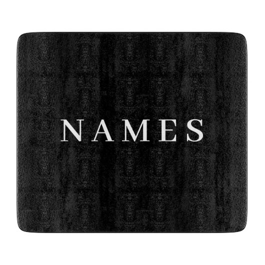 Planche À Découper Simple Black Custom Ajouter Votre Nom Élégant (Devant)