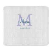 Planche À Découper simple minimum ajouter nom monogramme violet vert (Devant)