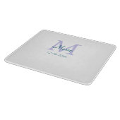Planche À Découper simple minimum ajouter nom monogramme violet vert (Coin)