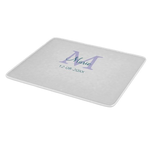 Planche À Découper simple minimum ajouter nom monogramme violet vert (Coin)