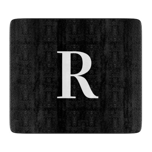 Planche À Découper Simple Monogramme noir et blanc (Devant)