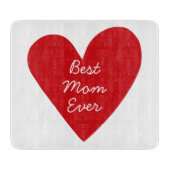 Planche À Découper Simple Script Red Heart Best Mom Ever Mothers Day (Devant)