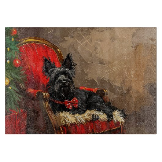 Planche À Découper Skye Terrier Chien Festif de Noël (Devant)
