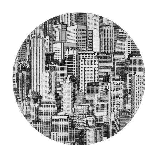 Planche À Découper Skyscraper City Texture Isométrique sans fil (Devant)