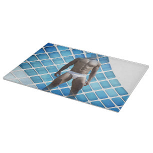 Planche À Découper SlipperyJoe's homme musclé abdos six-pack blanc so