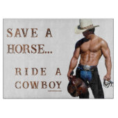 Planche À Découper SlipperyJoe's save horse ride paille cowboy casque (Devant)