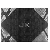 Planche À Découper Snakeskin Gris, blanc et noir Monogramme (Devant)