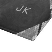 Planche À Découper Snakeskin Gris, blanc et noir Monogramme (Coin)