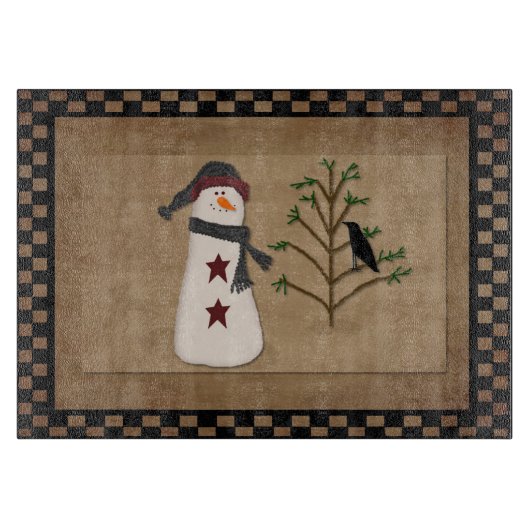 Planche À Découper Snowman Avec Planche À Découpe En Verre Arbre (Devant)