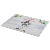 Planche À Découper Snowman de Noël avec tophat et foulard (Coin)