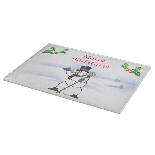 Planche À Découper Snowman de Noël avec tophat et foulard (Coin)