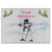 Planche À Découper Snowman de Noël avec tophat et foulard (Devant)