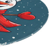 Planche À Découper Snowman joyeux à Santa Hat avec Écharpe (Coin)