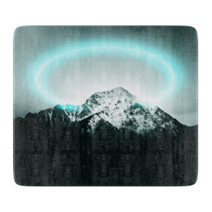 Planche À Découper Snowy mountain mysterious blue neon light